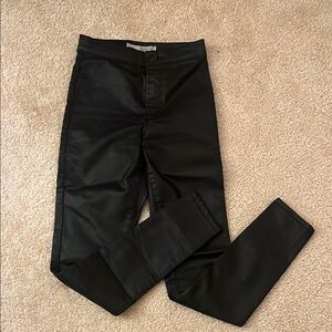 Topshop Petit Black Vegan Leather Trousers